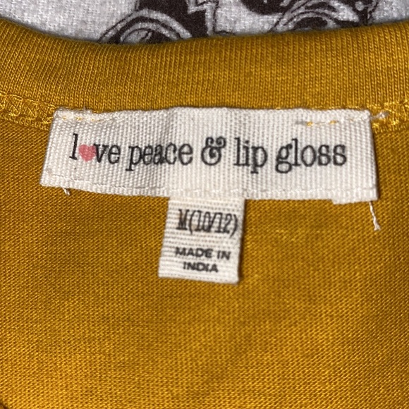 Selling love peace & lip gloss T shirt size 10/12 color yellow and orange - Picture 3 of 3